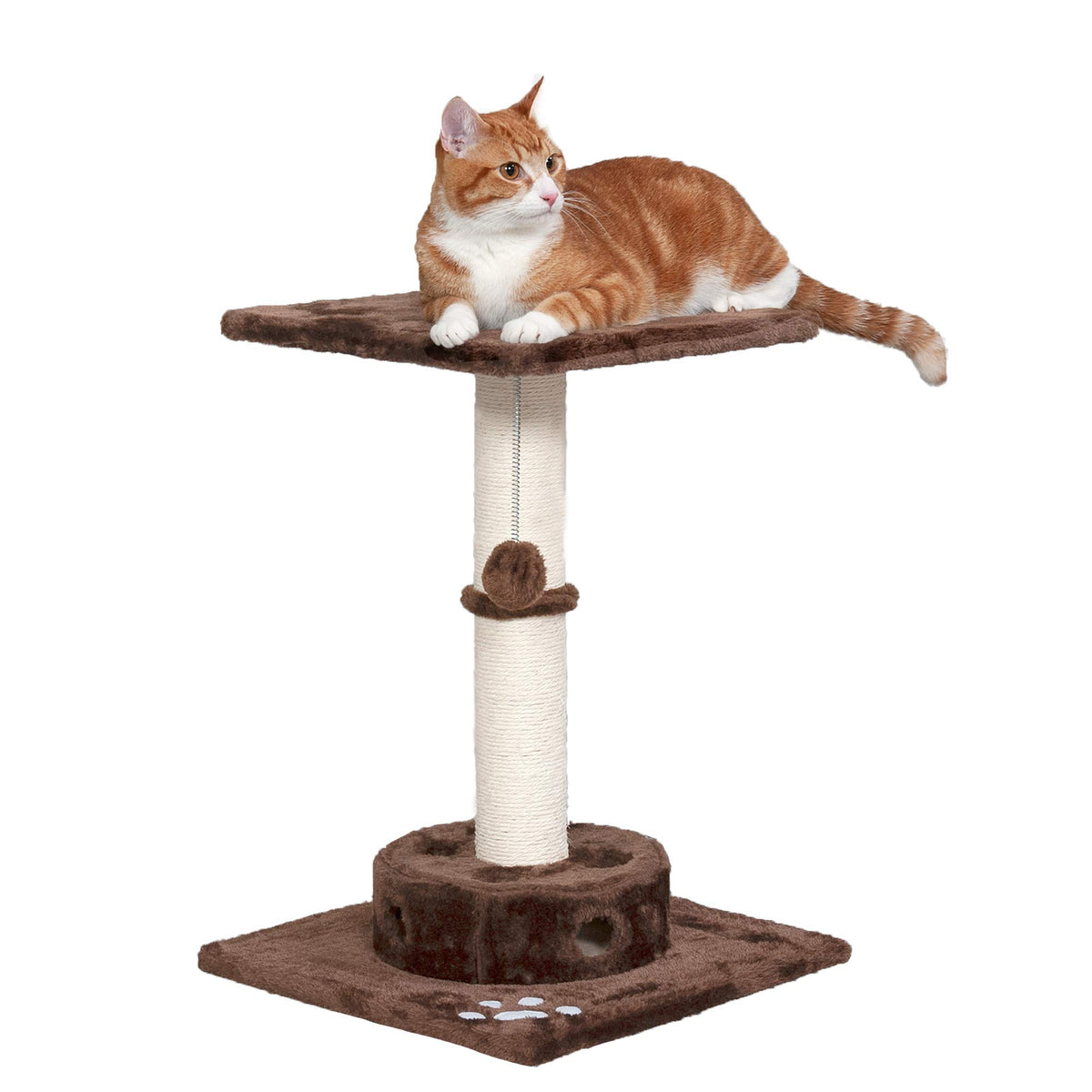 Furhaven 15.75" Tall Playground for Indoor Cats, Ft. Sisal Scratching Posts, Self-Grooming Brush, & Toy - Tiger Tough Hammock Interactive Playground - Silver, One Size