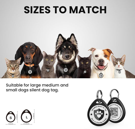 3 Pack QR Code Dog Tags Personalized for Pets, Anti-Lost, Black