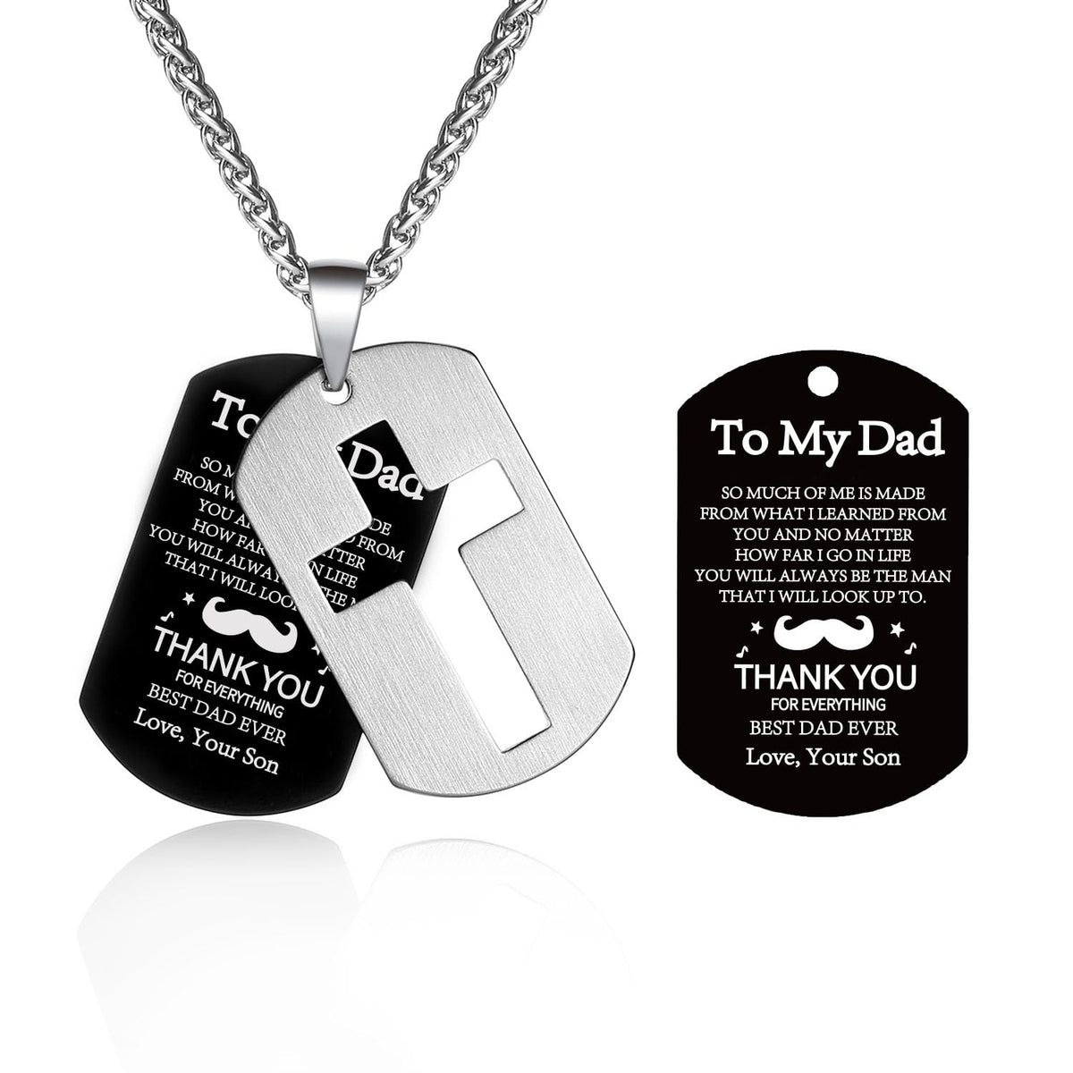 P. BLAKE Dog Tag Cross Necklace Gifts for Boys Men, Stainless Steel Bible Verse Pendant Chain Christian Religious Jewelry Gifts