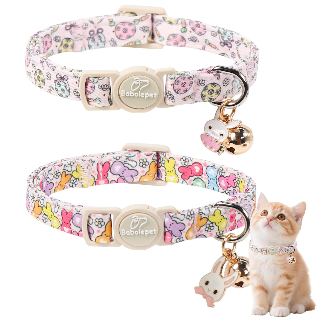 2 Pack Christmas Cat Collars - Breakaway Cat Collar with Bell, Christmas Tree and Reindeer Pendant, Winter Adjustable Kitten Collars for Girl Boy Cats, Pink Santa &Fair Isle