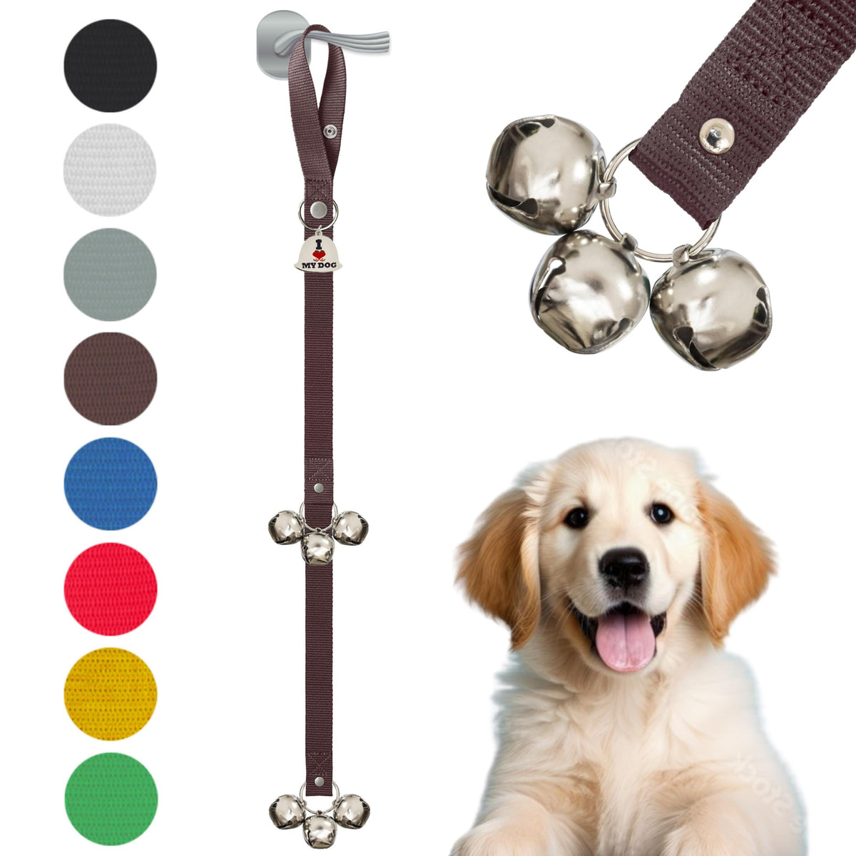 Caldwell's Pet Supply Co. Dog Potty Bells, Dog Door Bell, Bells To Go Outside, Potty Training Bell, Dogs Doorbell, Dogs Potty Doorbell, Ring To Go Pee, All Breed Puppy Training Tool - Black (Set of 2)