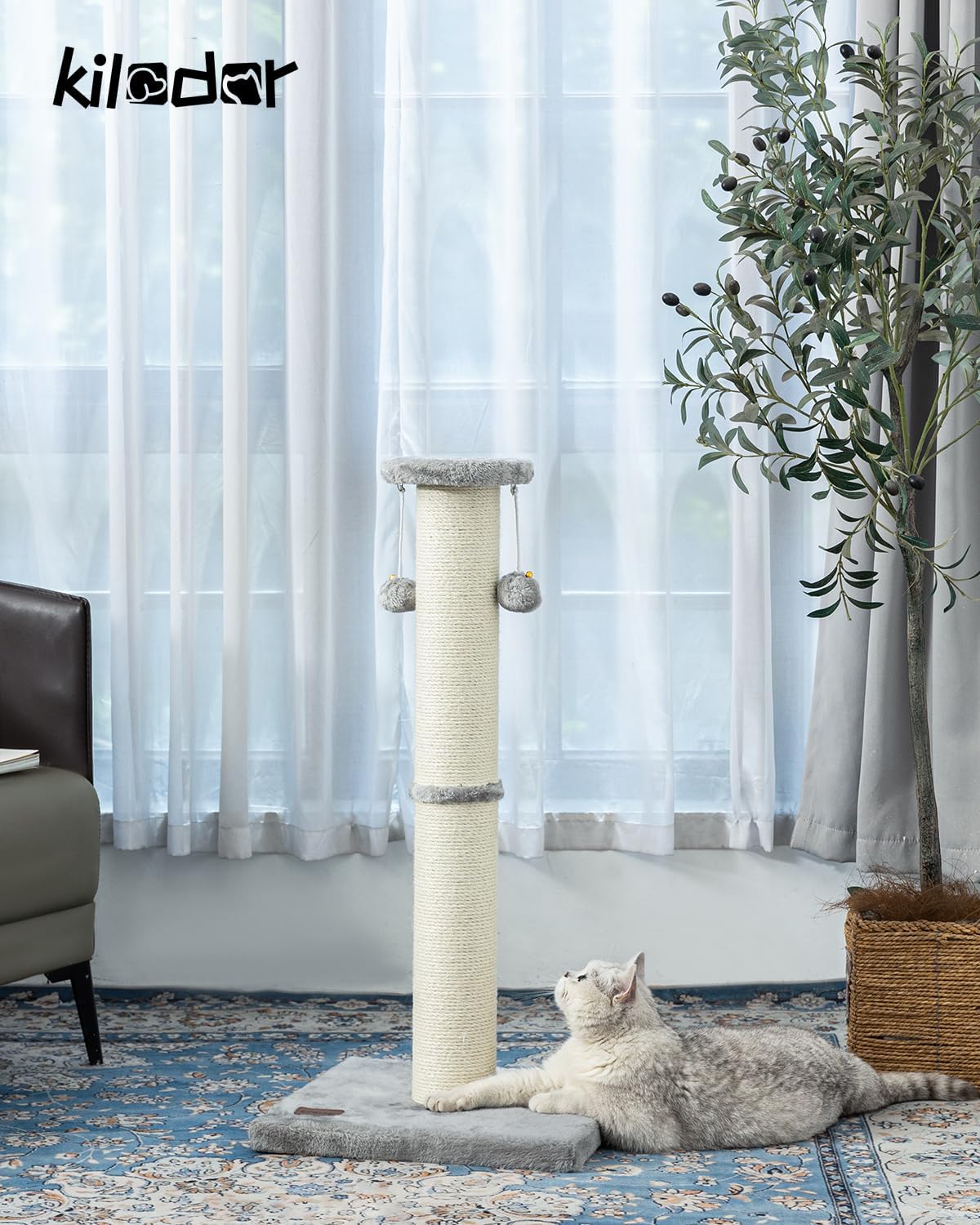 34Inch Tall Cat Scratching Post for Indoor Cats Adults