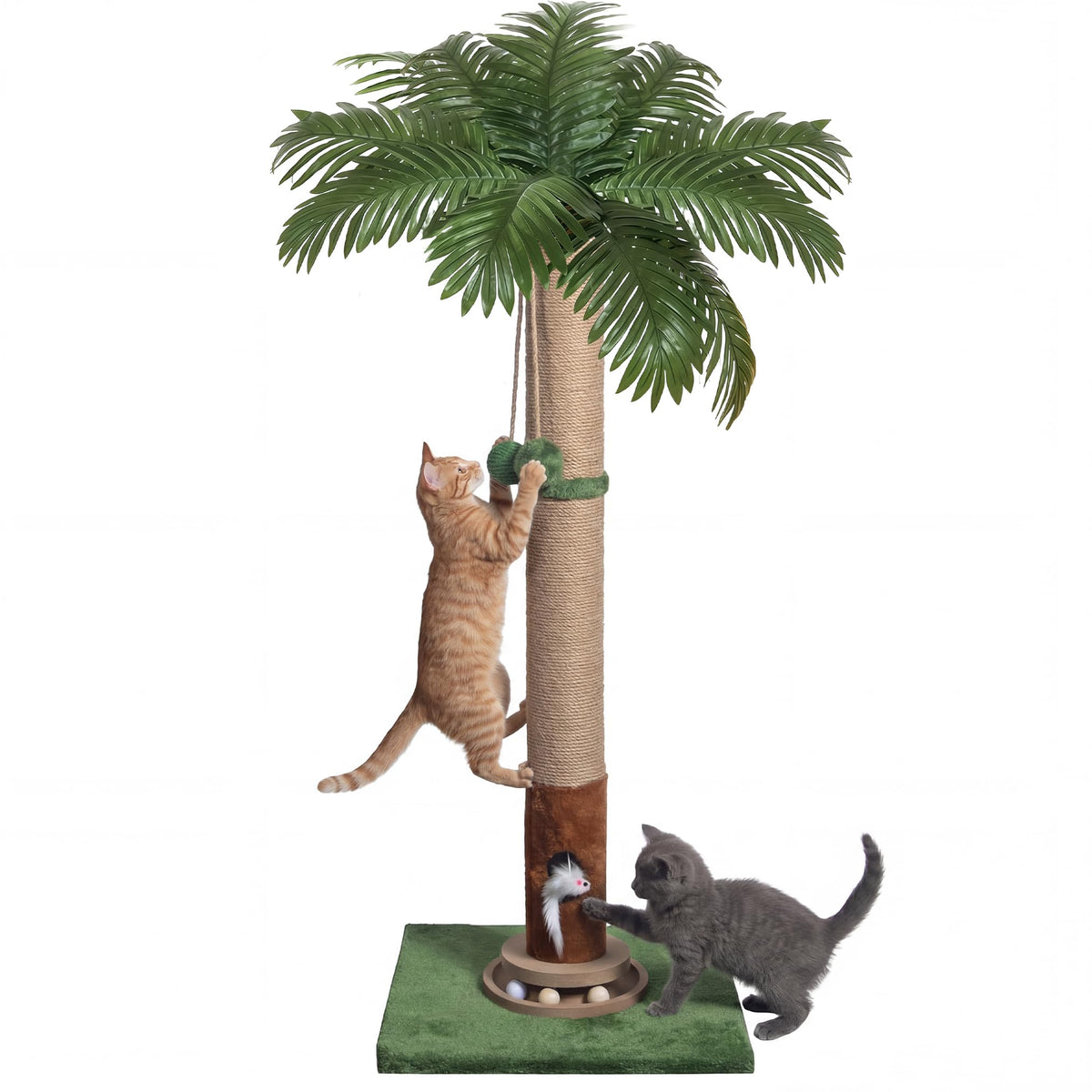 Fantasreen Cat Scratching Post 35'' Tall with Toy Mouse for Indoor Cats, Green