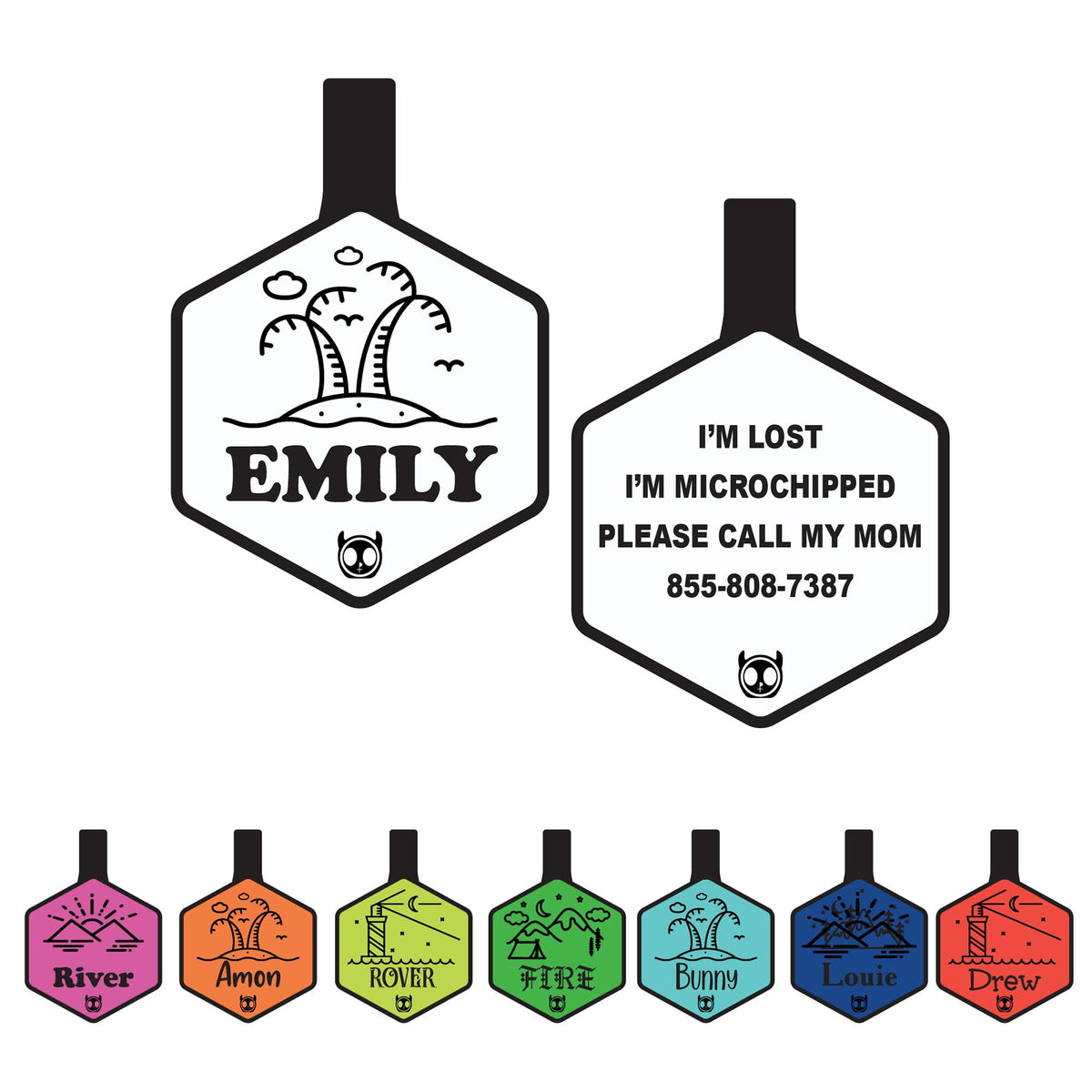 Silicone Silent Dog Tag Personalized with 5 Lines of Custom Deep Engraved Durable Soundless Pet ID Name Tag Hexagon Tiffany