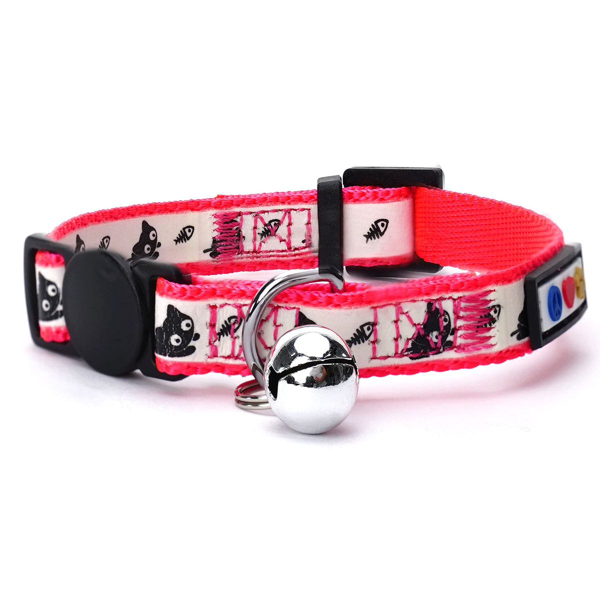 Pawtitas Glow in the Dark Cat Collar with Breakaway Safety Buckle & Bell Adjustable Kitten Collar, Teal