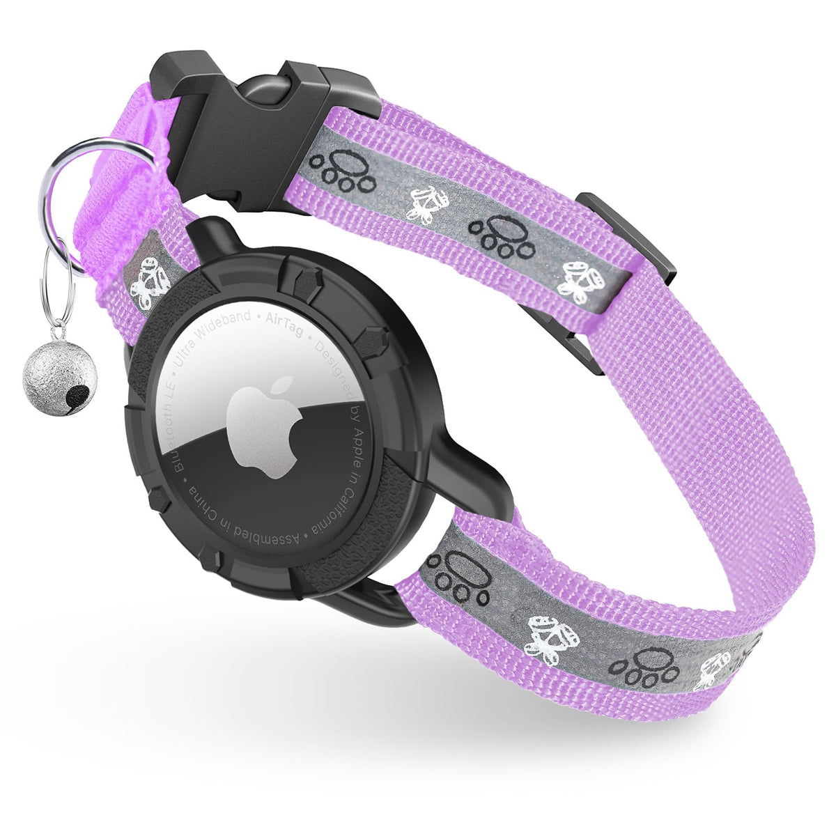 Breakaway AirTag Cat Collar, Reflective Cat Tracker Collar with Bell