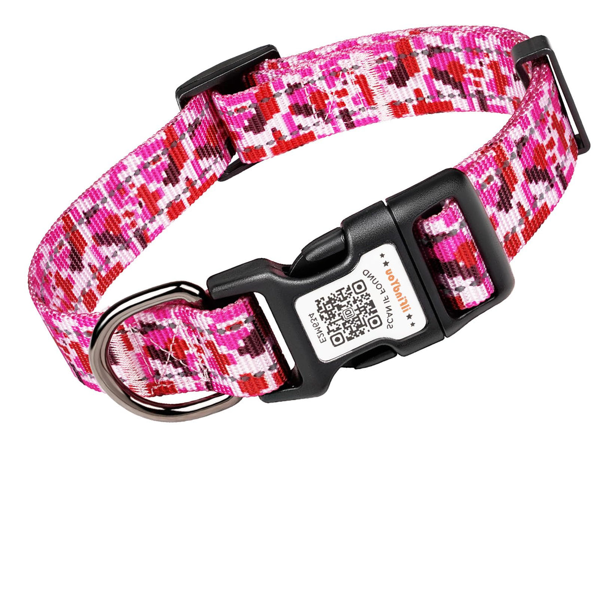 Personalized Dog Collar with QR Code Dog Tag, Light Blue M