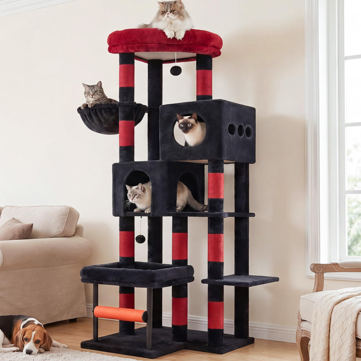 Hey-brother Cat Tree, Sturdy Tower with Sisal-Wrapped Columns, MPJ010SG
