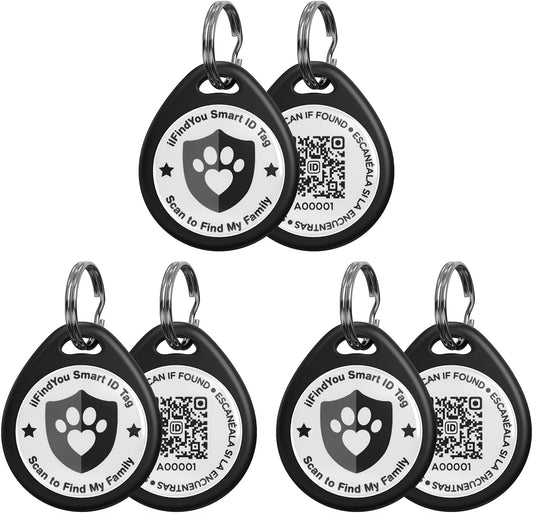 3 Pack QR Code Dog Tags Personalized for Pets, Anti-Lost, Black