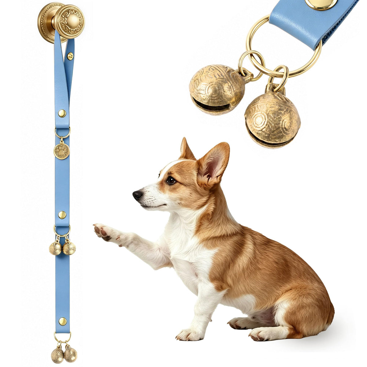 Kytely Leather Dog Doorbells to Go Outside, Brass Bells for Potty Training