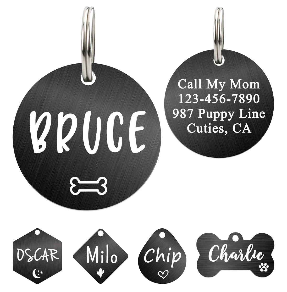 Ultra Joys Personalized Dog Cat ID Tag - Silver Round, Custom Your Own