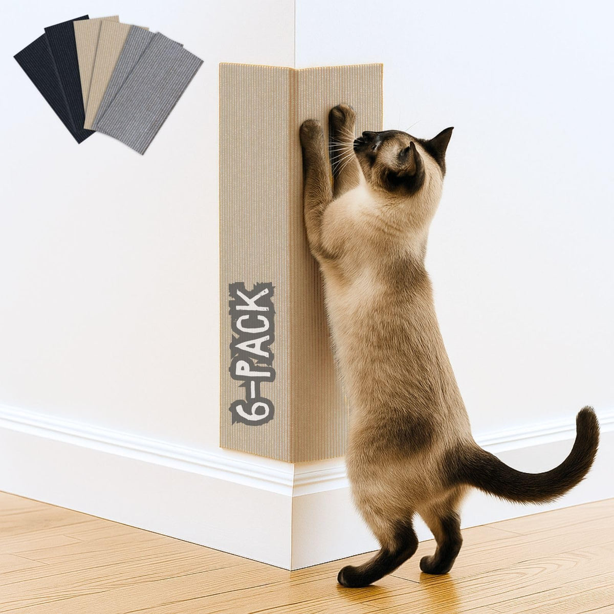 Cat Scratch Mat (3 Pack), 23.6’’ x 11.8’’ Cat Wall Corner Scratcher, Versatile Self-Adhesive Replacement Easy Use for Cat Trees Wall Furniture, Scratching Posts, and Couch Protection (Beige)