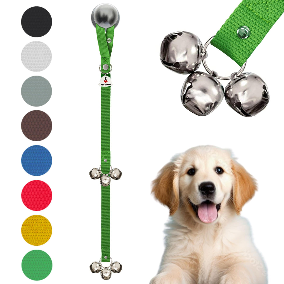 Caldwell's Pet Supply Co. Dog Potty Bells, Dog Door Bell, Bells To Go Outside, Potty Training Bell, Dogs Doorbell, Dogs Potty Doorbell, Ring To Go Pee, All Breed Puppy Training Tool - Black (Set of 2)