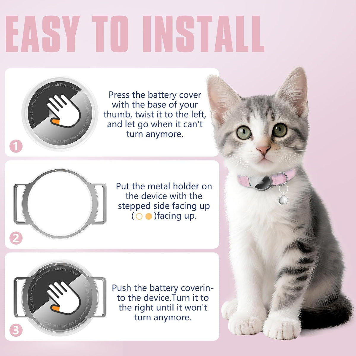 AirTag Cat Collar, Elastic Tracker Collar with Airtag Holder and Bell