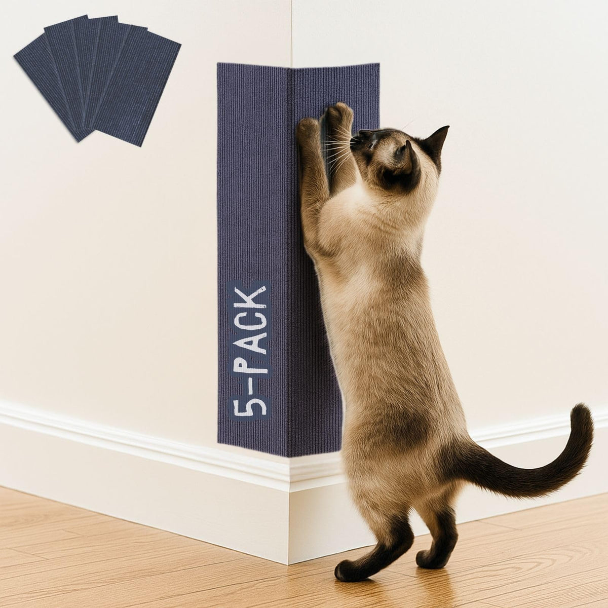 Cat Scratch Mat (3 Pack), 23.6’’ x 11.8’’ Cat Wall Corner Scratcher, Versatile Self-Adhesive Replacement Easy Use for Cat Trees Wall Furniture, Scratching Posts, and Couch Protection (Beige)