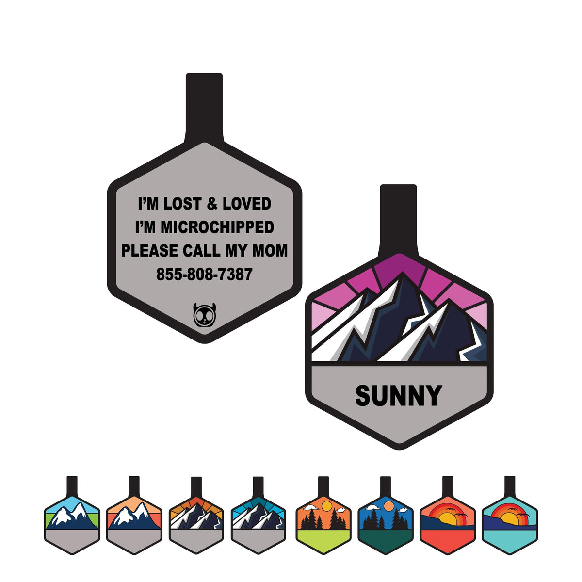 Silent Dog Tag Personalized with 5 Lines of Custom Deep Engraved Durable Soundless Silicone Pet ID Name Tag Hexagon Sunset Orange
