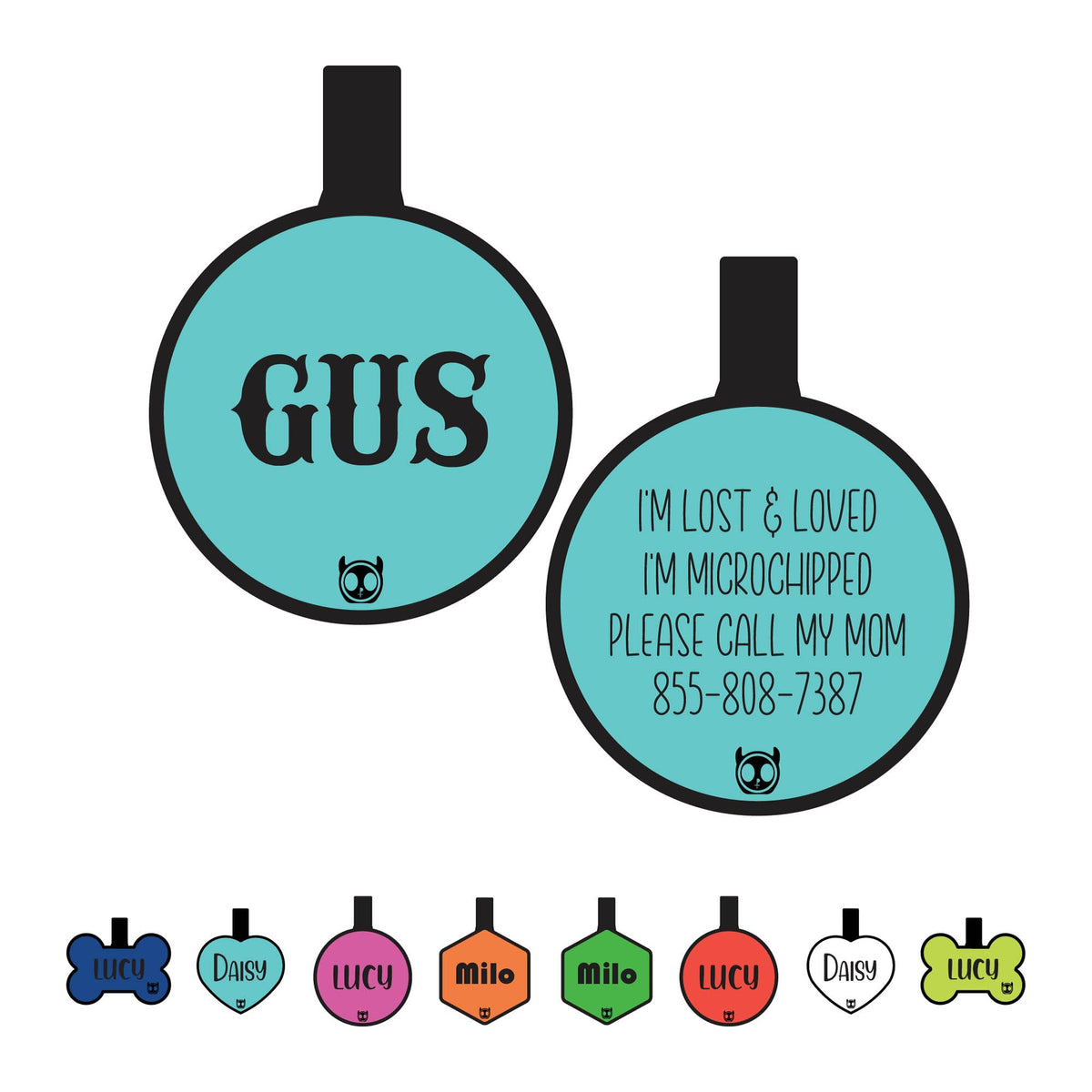 Silicone Silent Dog Tag Personalized with 5 Lines of Custom Deep Engraved Durable Soundless Pet ID Name Tag Bone Tiffany