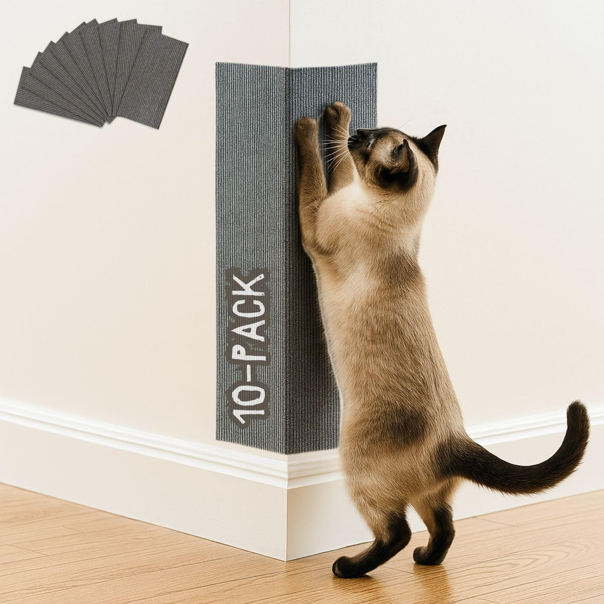 Cat Scratch Mat (3 Pack), 23.6’’ x 11.8’’ Cat Wall Corner Scratcher, Versatile Self-Adhesive Replacement Easy Use for Cat Trees Wall Furniture, Scratching Posts, and Couch Protection (Beige)