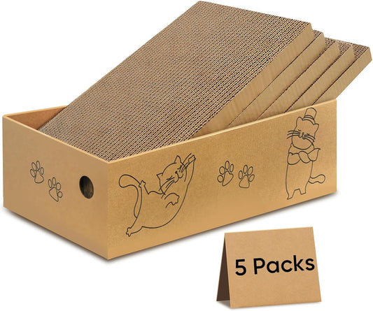 Cat Scratcher, 5 Packs in 1 Cardboard Box Cat Scratching Pad, Large