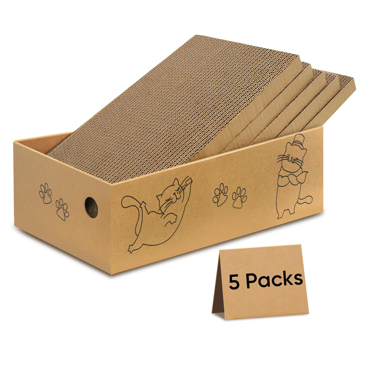 Cat Scratcher, 5 Packs in 1 Cardboard Box Cat Scratching Pad, Large