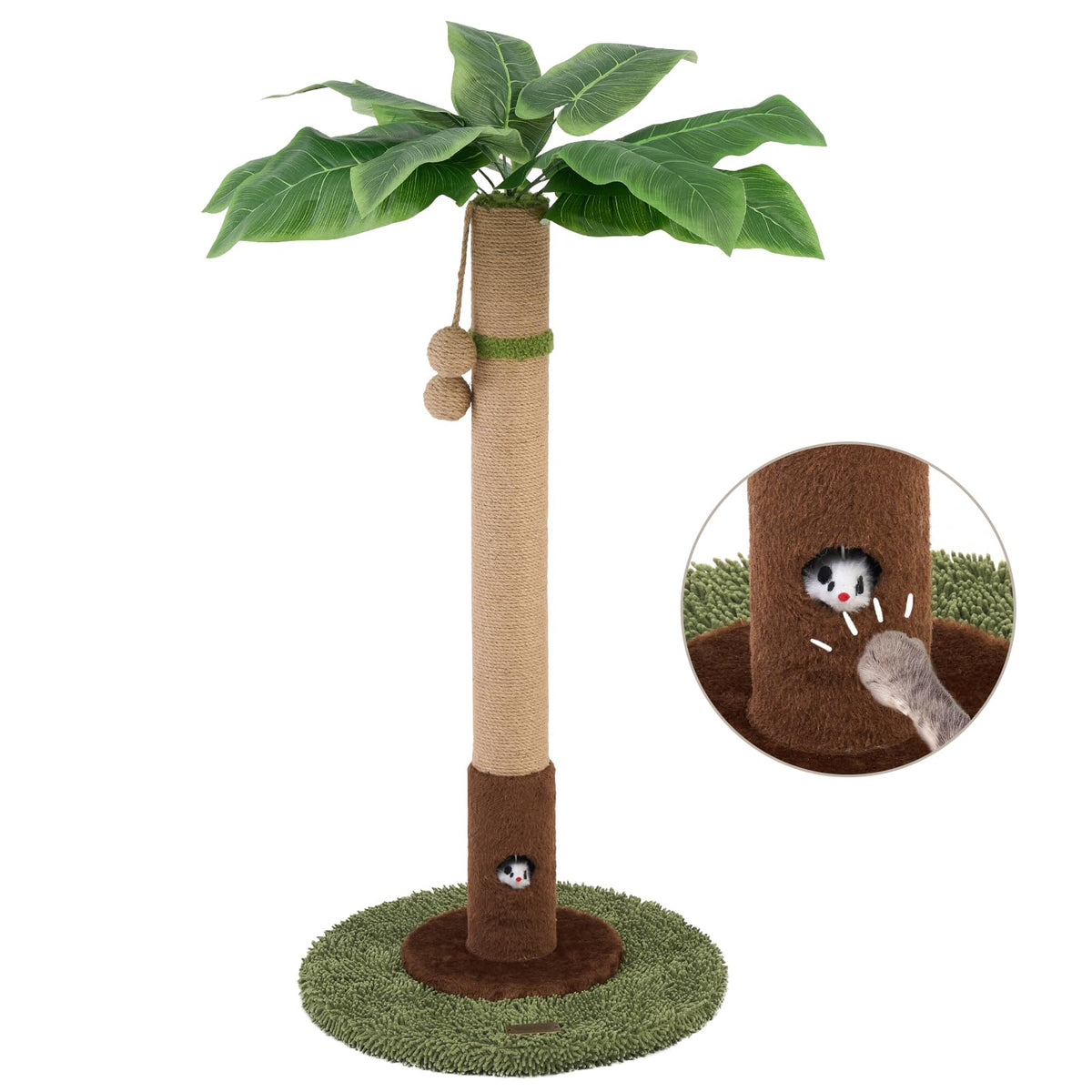 Woochpet 35" inch Cat Scratching Post,sisal cat Scratcher Tree with Leaves