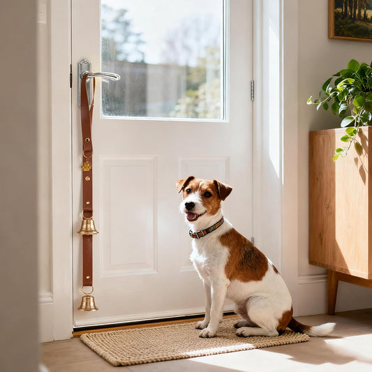 FOLKSMATE Leather Dog Door Bells for Potty Training, Nail-Safe Puppy Dog Door Bells Extra Loud for Dogs Training, Housebreaking, Door Knob, Dog Bell to Ring to Go Outside Puppy Pet Supplies Leather