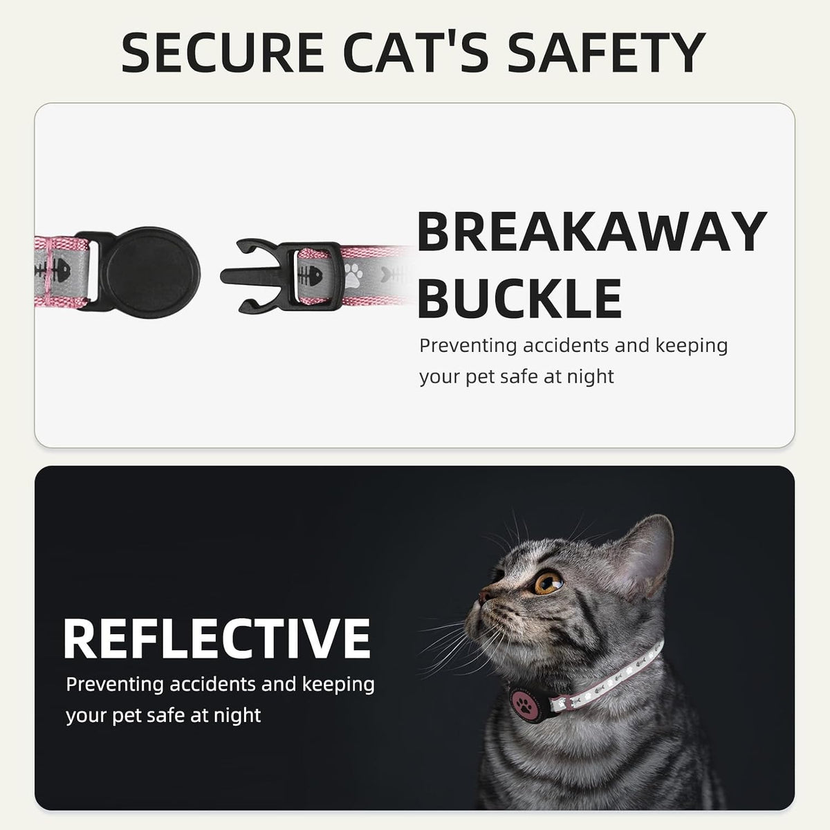 Waterproof Airtag Cat Collar, Breakaway Cat Airtag Collar with Bell