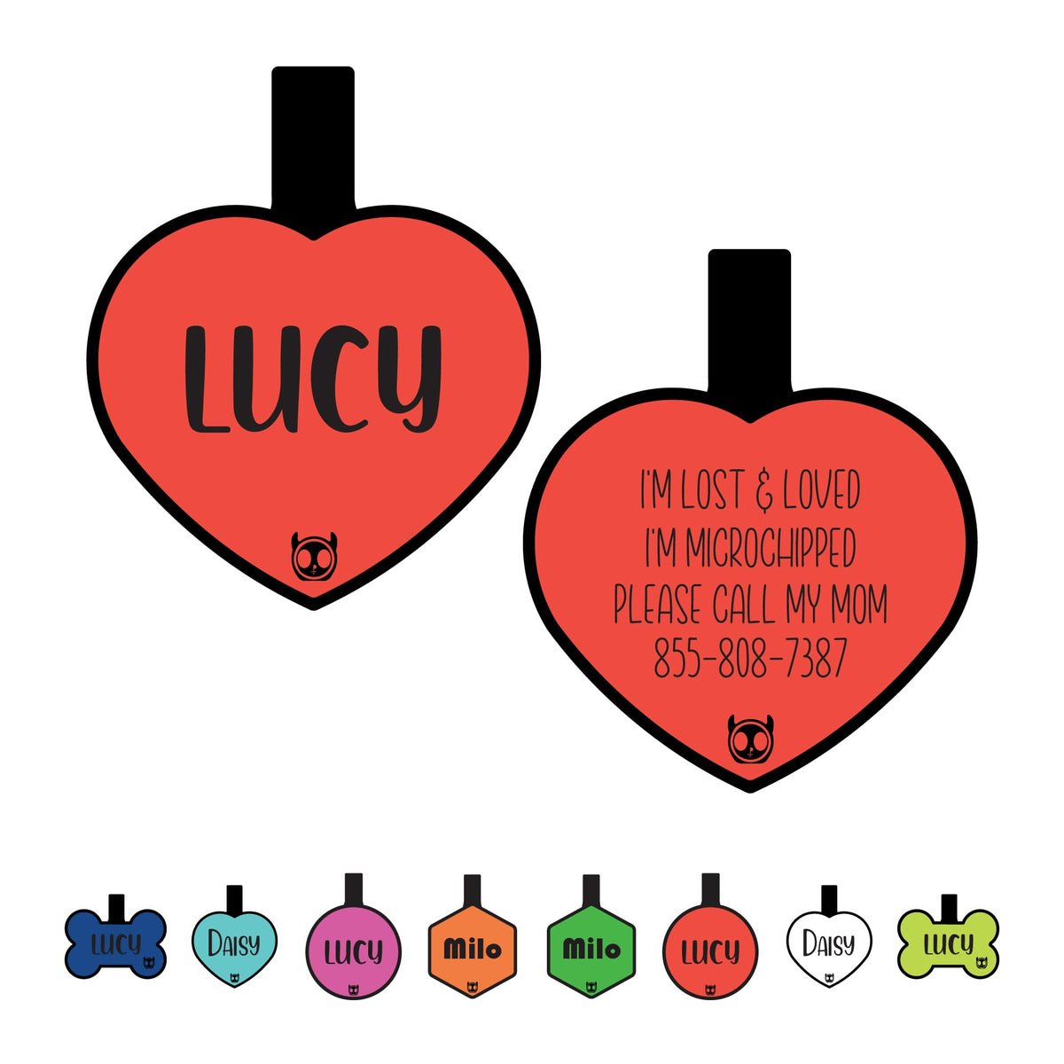 Silicone Silent Dog Tag Personalized with 5 Lines of Custom Deep Engraved Durable Soundless Pet ID Name Tag Bone Tiffany