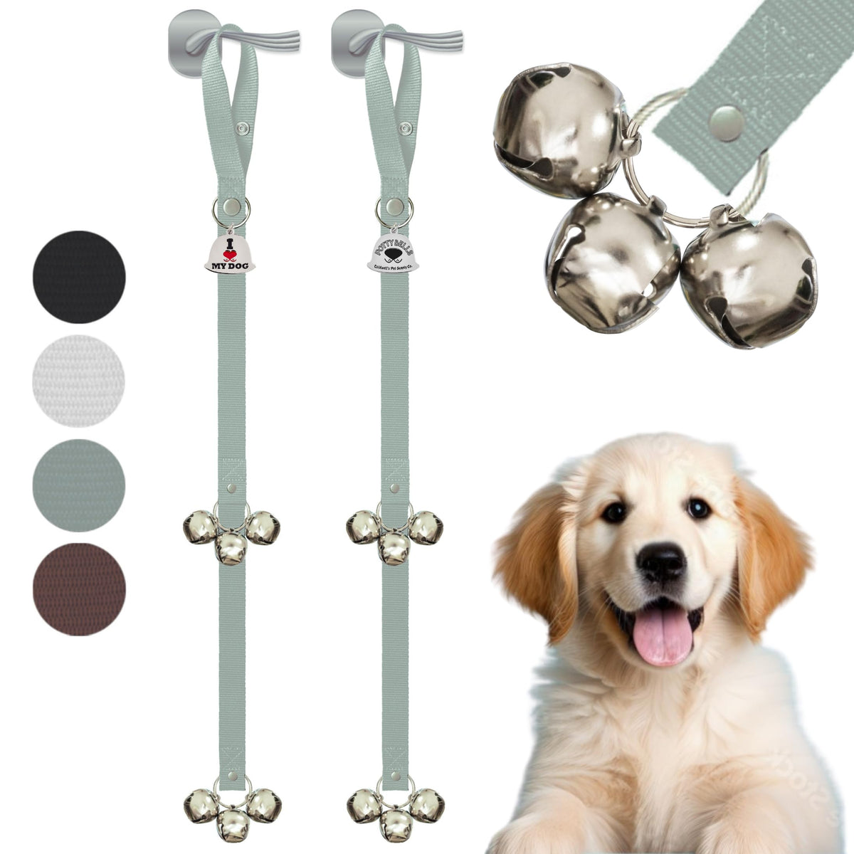 Caldwell's Pet Supply Co. Dog Potty Bells, Dog Door Bell, Bells To Go Outside, Potty Training Bell, Dogs Doorbell, Dogs Potty Doorbell, Ring To Go Pee, All Breed Puppy Training Tool - Black (Set of 2)