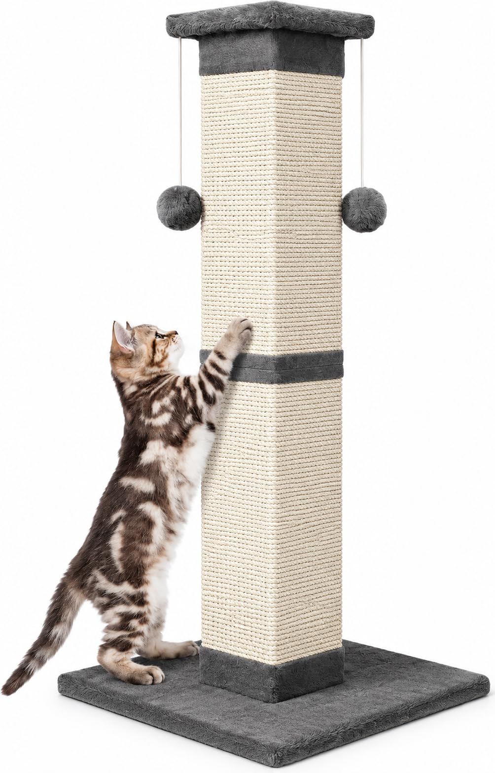 SOCATER Cat Scratching Post 33 Inch Nature Sisal Cat Scratch Post for Indoor Cats, Large Cat Scratcher Protect Your Furniture, for All Breeds