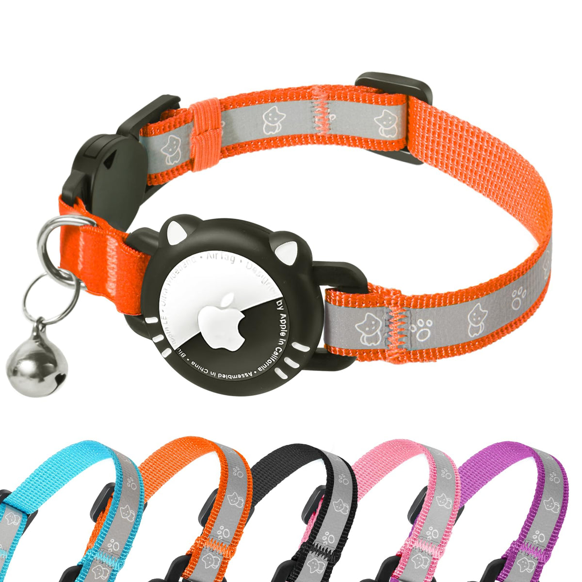 Cat Collar with Airtag Holder for Puppies Kittens, Pink, XS