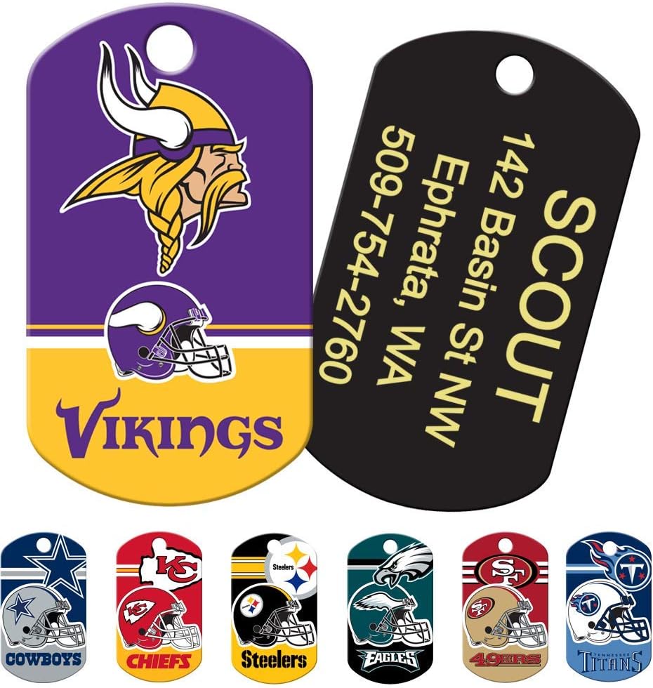 GoTags Personalized NFL Dog Tags, Custom Engraved Pet ID Tag, Oakland Raiders, Military Shape
