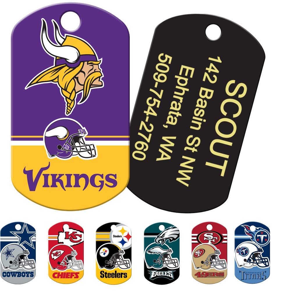 GoTags Personalized NFL Dog Tags, Custom Engraved Pet ID Tag, Oakland Raiders, Military Shape