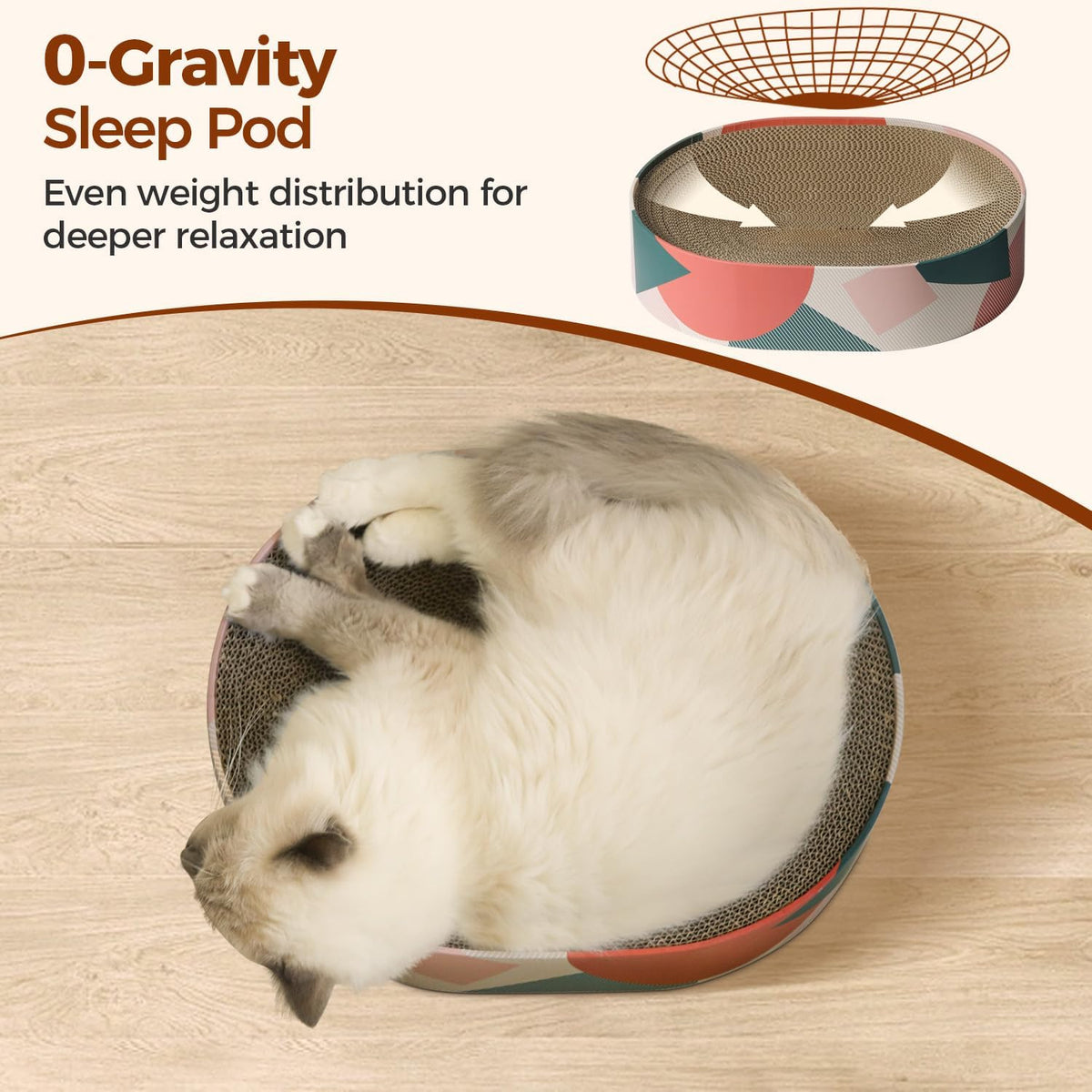 ComSaf Cat Scratcher Bed 17 x 13 in, Oval Cardboard Scratch Pad for Cats