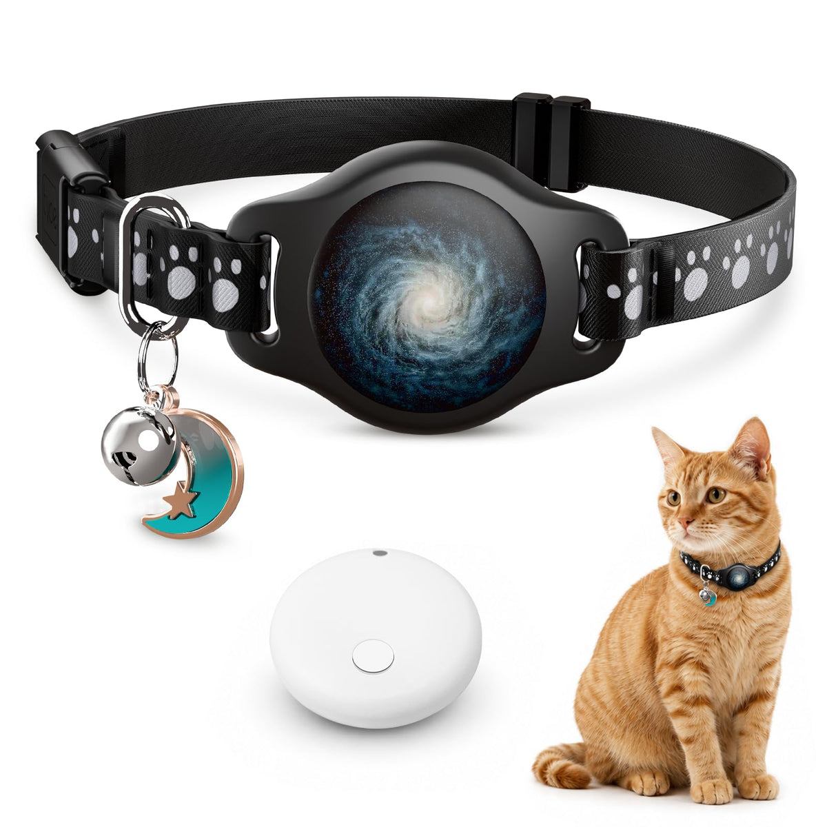 Cat Tracker Collar - Waterproof Airtag Cat Collar with Finder Tag, Purple