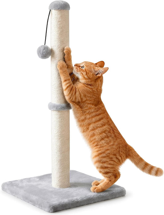 Dimaka Tall Cat Scratching Post Tree Scratcher with Sisal Rope, Grey