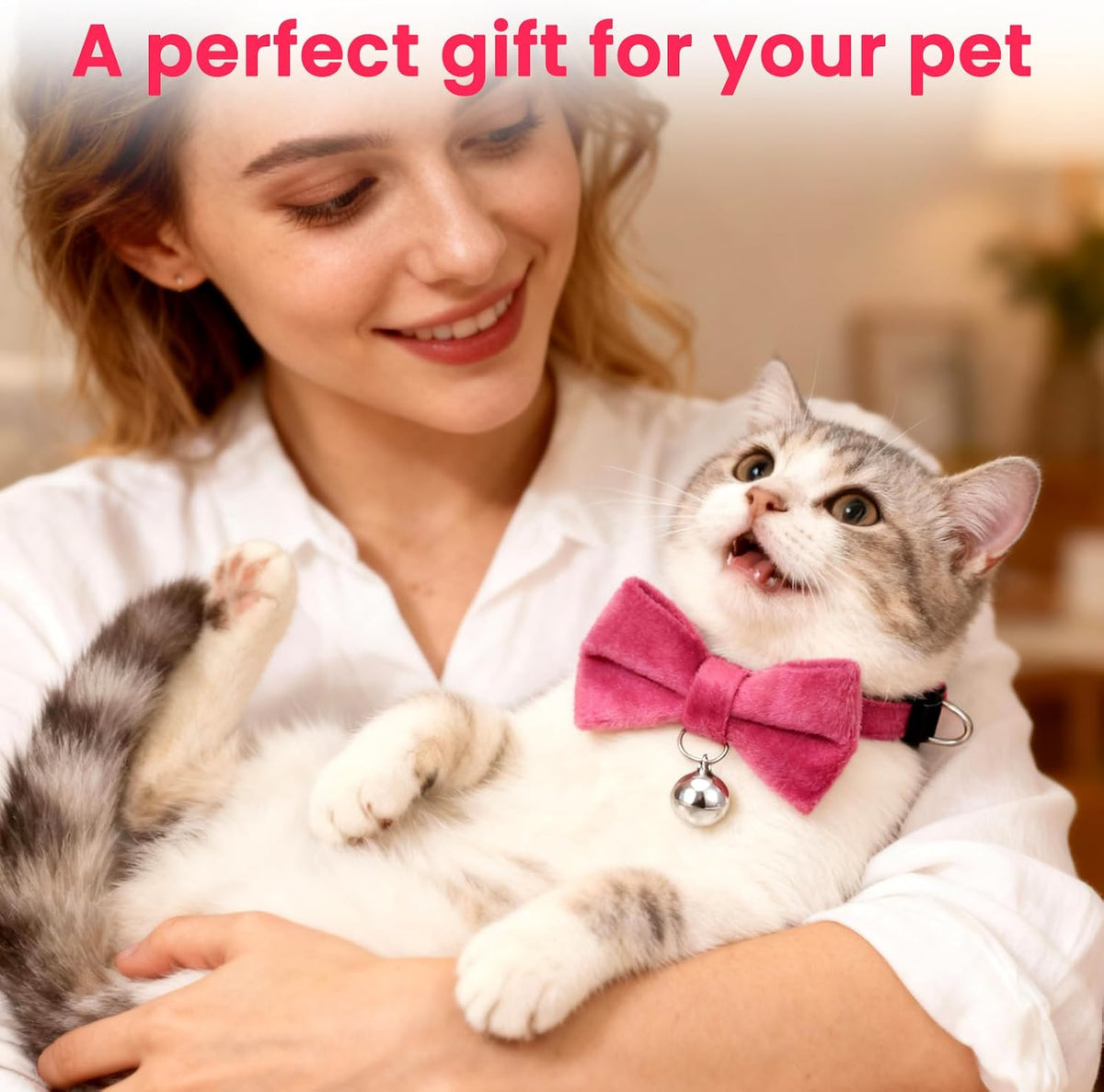 20 Pack Cat Collars with Bow Tie and Bell, Adjustable 7-11 inch Pet Collar with Safety Buckle, Solid Colors Kitten Bow Breakaway Cat Bowtie for Puppy Pet Accessories (10 Colors)