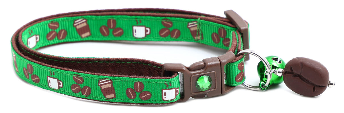 Coffee Cat Collar with Bell | Safety Breakaway Collar | Adjustable Large Size or Kitten (Small(10lbs & Less), Pink)