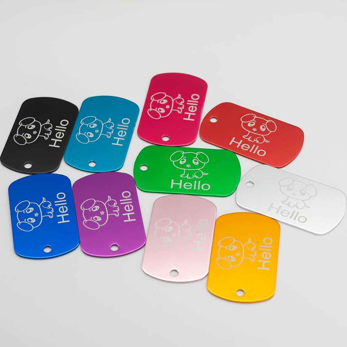 Aluminum Blank Tags Stamping Blanks Dog Metal Tags Engraving Blanks with Necklace Chain 25 Set (Blue)