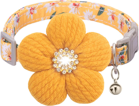 Large Dog Collar with Flower, Cute Dog Collars for Large Dogs with Bell