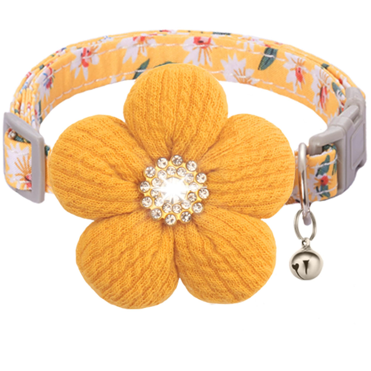 Large Dog Collar with Flower, Cute Dog Collars for Large Dogs with Bell