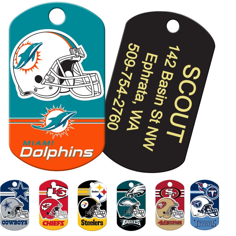GoTags Personalized NFL Dog Tags, Custom Engraved Pet ID Tag, Oakland Raiders, Military Shape