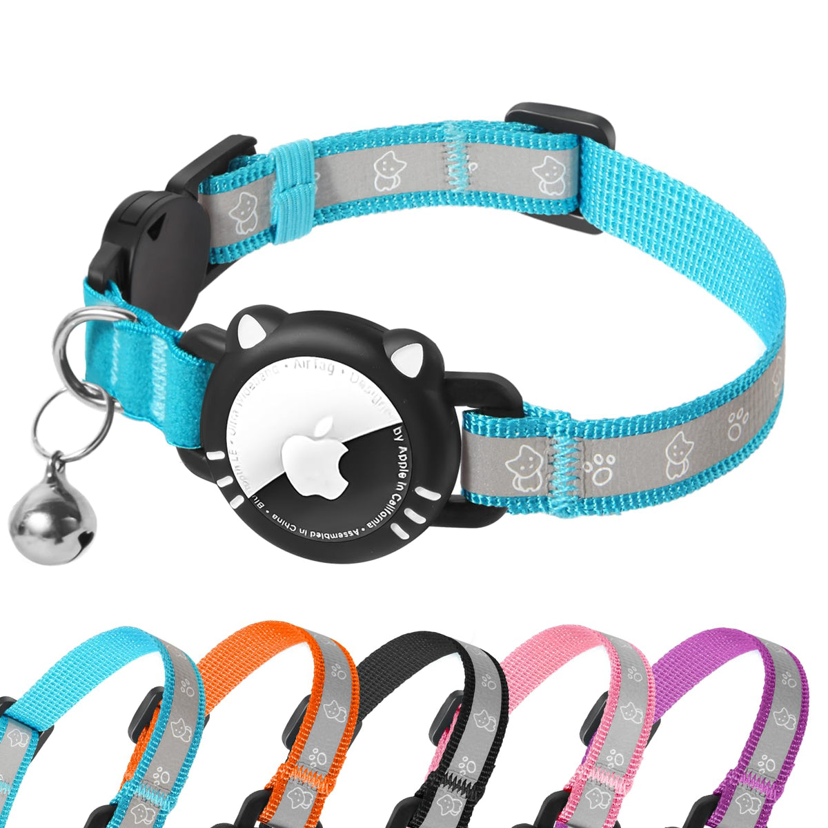 Cat Collar with Airtag Holder for Puppies Kittens, Pink, XS