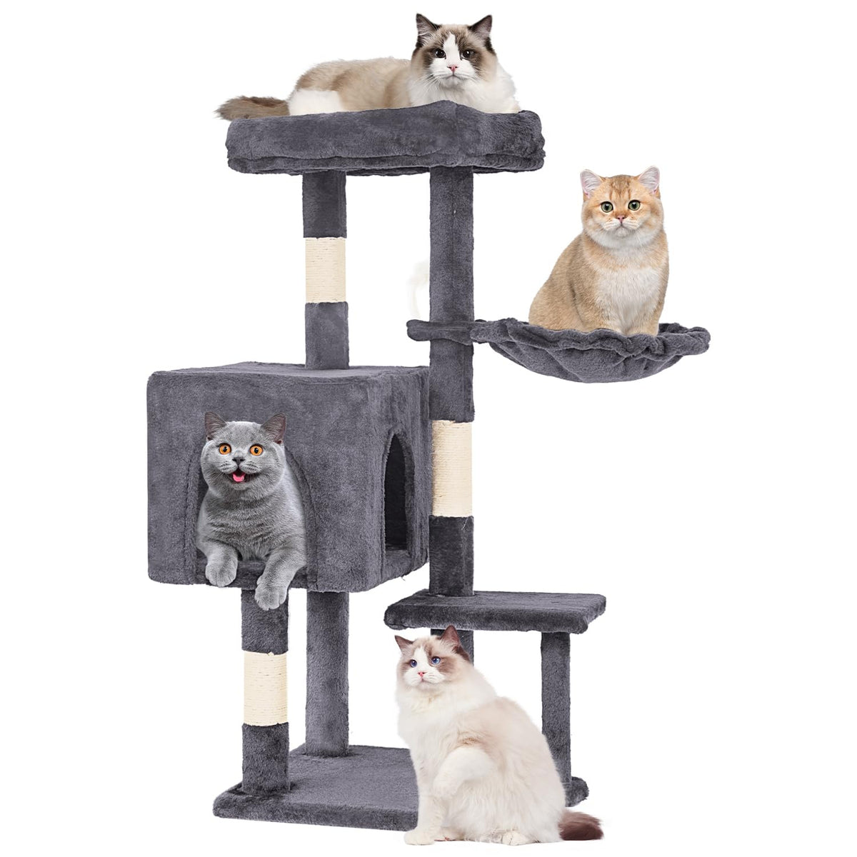 FDW | 54" Cat Tree Tower | Dark Gray | Multi-Level Indoor Activity Center