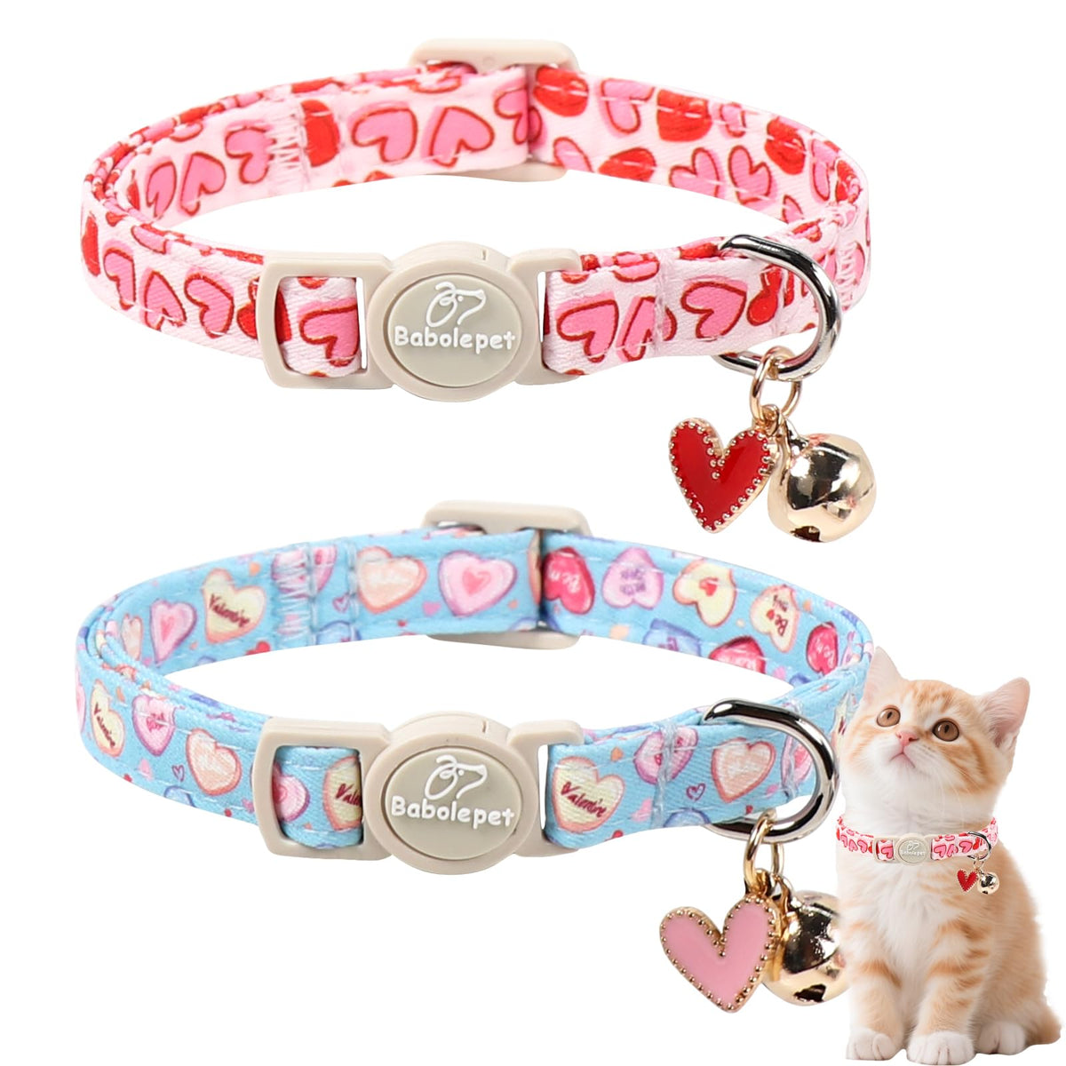 2 Pack Christmas Cat Collars - Breakaway Cat Collar with Bell, Christmas Tree and Reindeer Pendant, Winter Adjustable Kitten Collars for Girl Boy Cats, Pink Santa &Fair Isle
