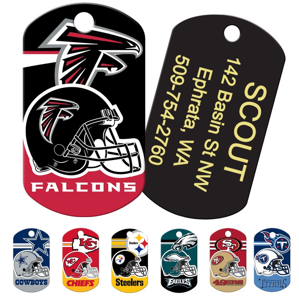 GoTags Personalized NFL Dog Tags, Custom Engraved Pet ID Tag, Oakland Raiders, Military Shape
