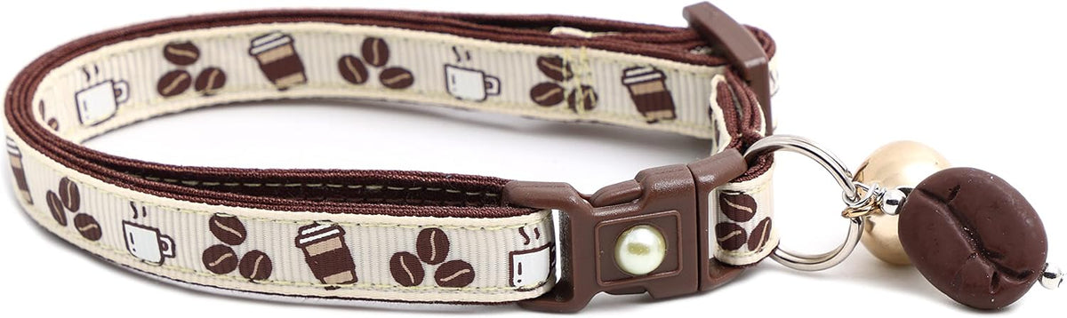 Coffee Cat Collar with Bell | Safety Breakaway Collar | Adjustable Large Size or Kitten (Small(10lbs & Less), Pink)