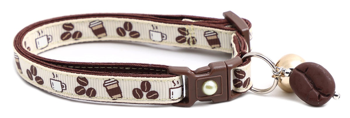 Coffee Cat Collar with Bell | Safety Breakaway Collar | Adjustable Large Size or Kitten (Small(10lbs & Less), Pink)