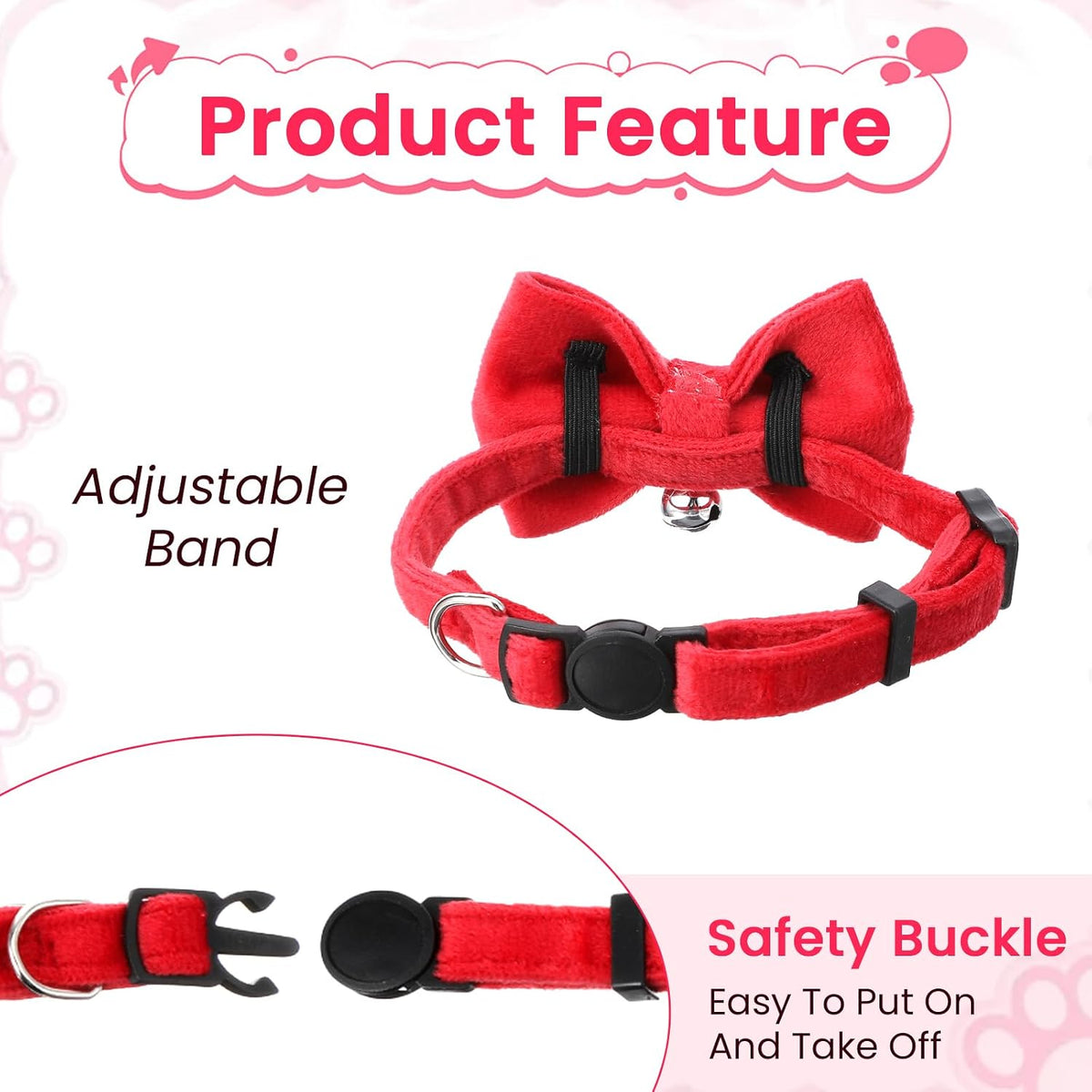 20 Pack Cat Collars with Bow Tie and Bell, Adjustable 7-11 inch Pet Collar with Safety Buckle, Solid Colors Kitten Bow Breakaway Cat Bowtie for Puppy Pet Accessories (10 Colors)