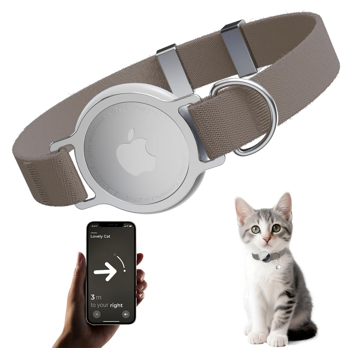 AirTag Cat Collar, Elastic Tracker Collar with Airtag Holder and Bell
